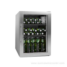 Hot sale 304 glass doors mini beverage cooler